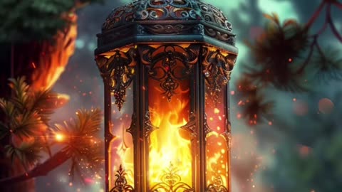 A lantern’s light at twilight