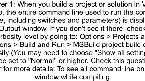 Is there a way to get the build command line used by Visual Studio