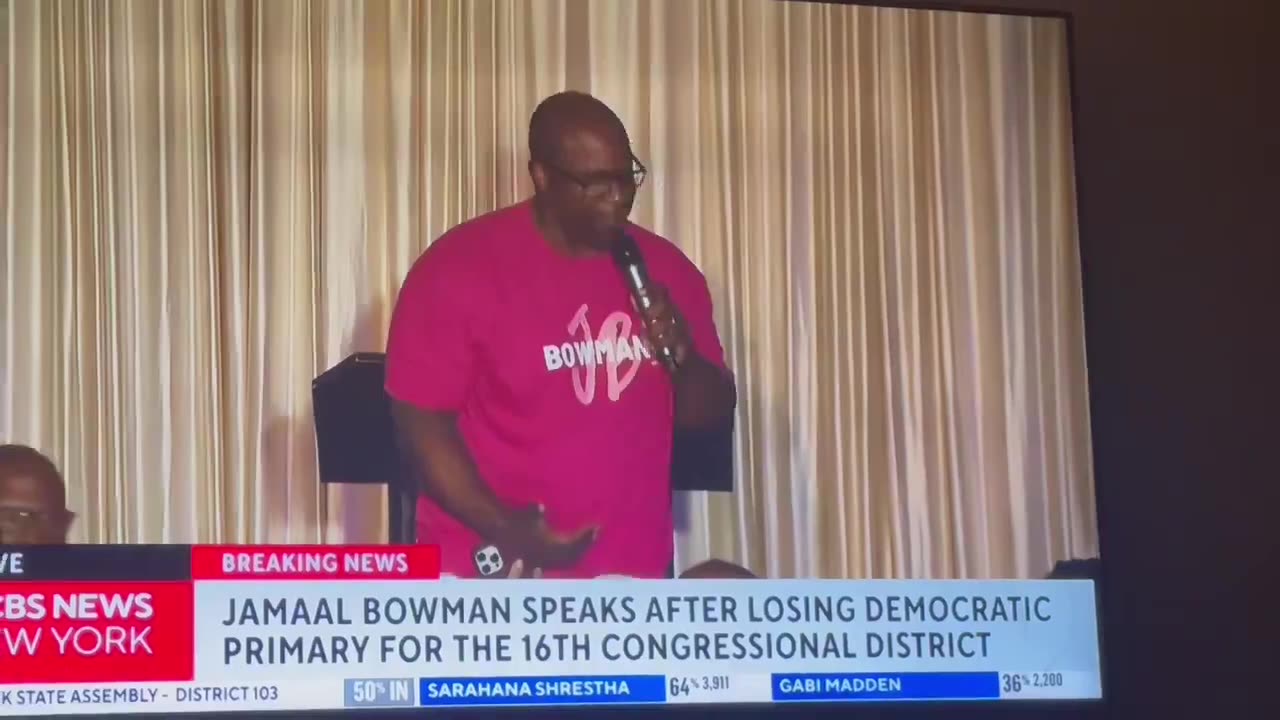 Jamaal Bowman randomly yells during his concession speech 😵‍💫