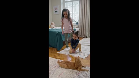 Kids Playing With Their Cat