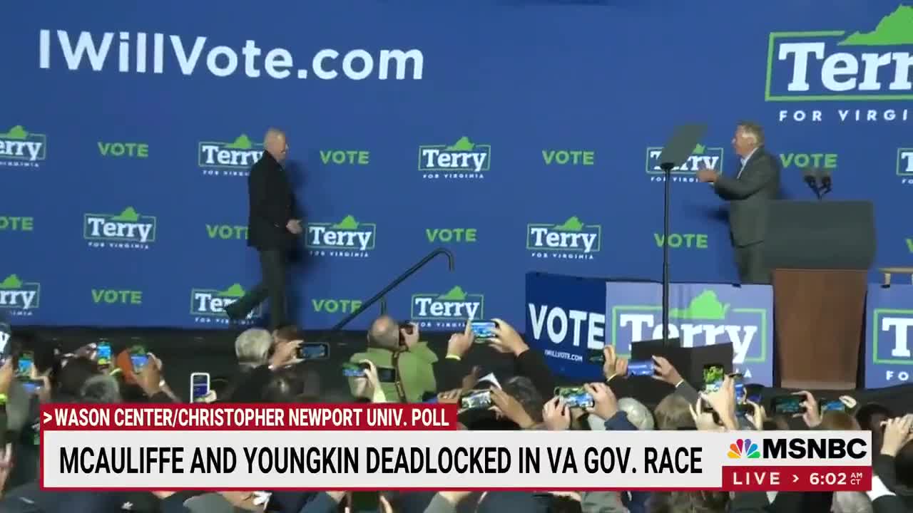 Politico's Sam Stein: "Joe Biden's plummeting popularity rating is a real indicator of trouble for McAuliffe. Democrats are not engaged."