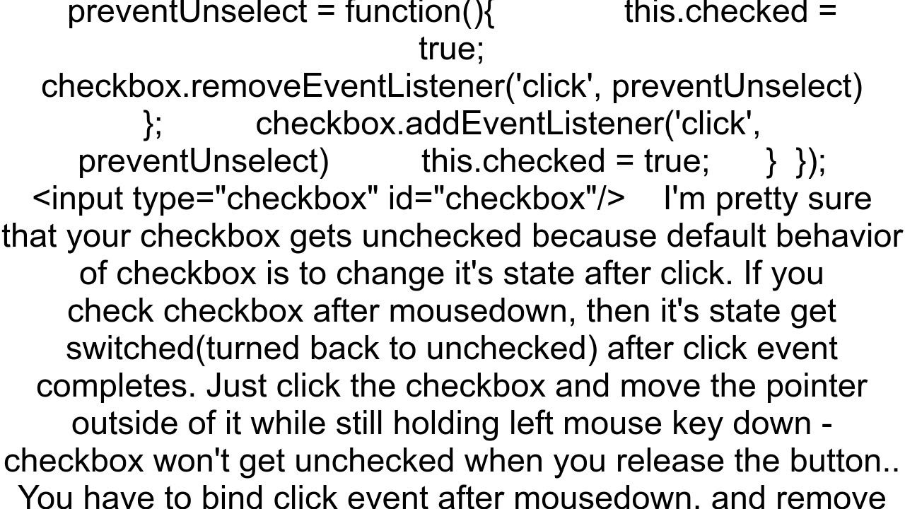 How can I check the checkbox with mousedown event