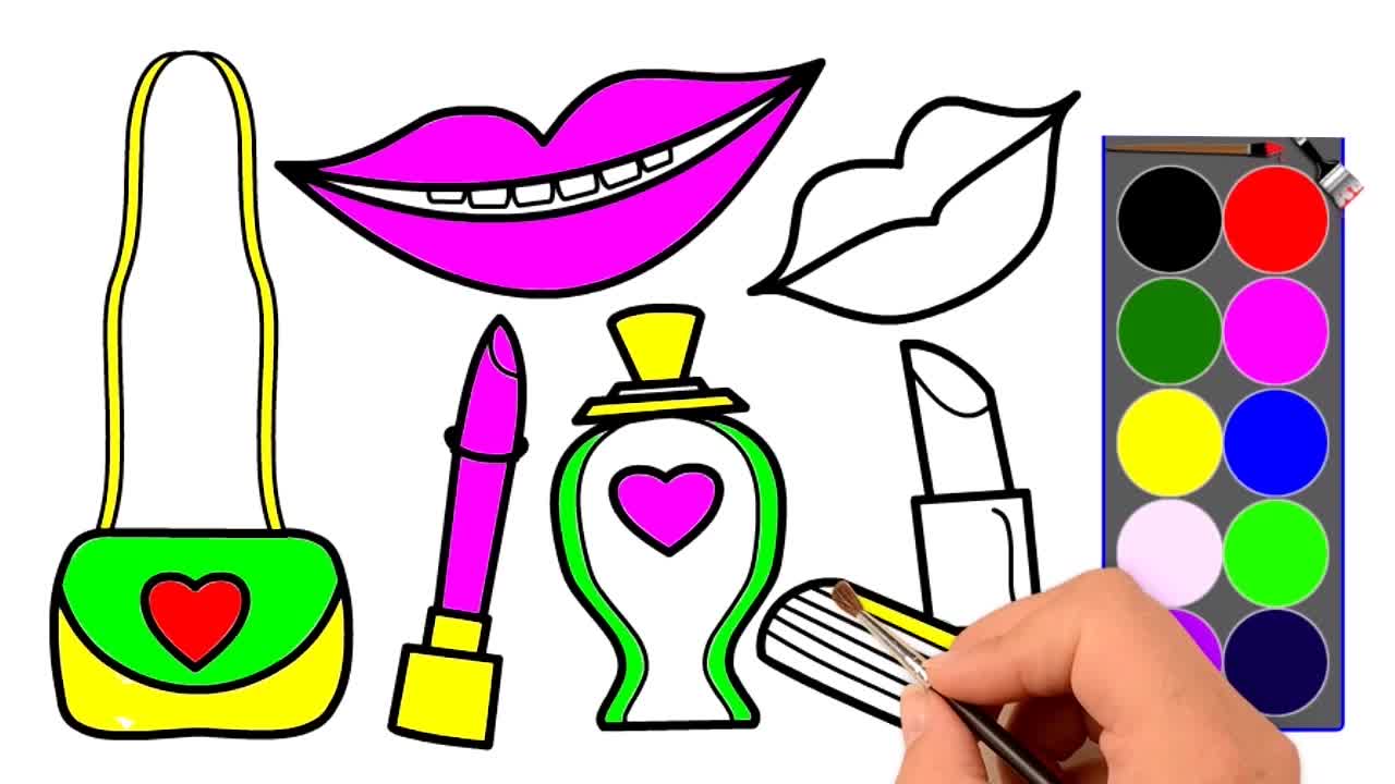 Drawing and Coloring for Kids - How to Draw Makeup Accessories