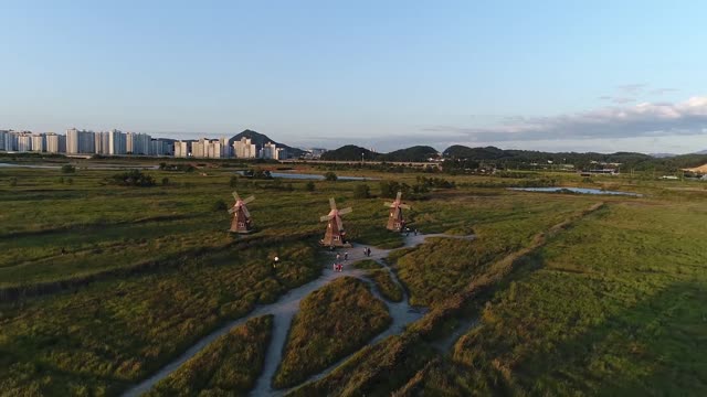 Drone footage of Classic Windmill zooming out