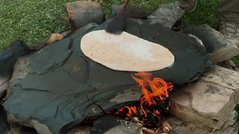 Roasting Juicy Beef Steaks on Hot Stones! Outdoors Cooking Alone in the Mountains