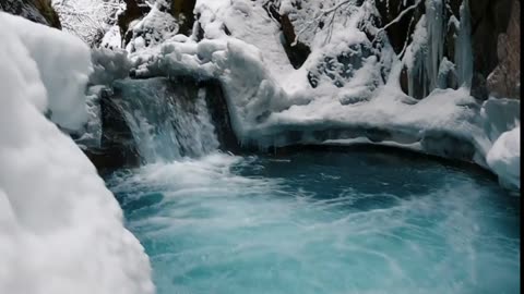 Water flowing from mountain