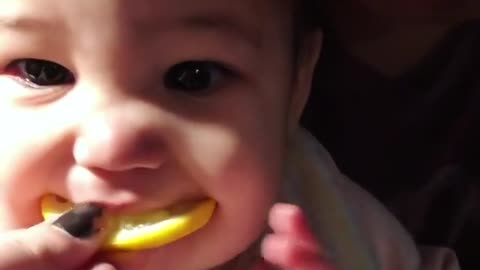 Baby hilarious reaction on eating lemon at first time #13