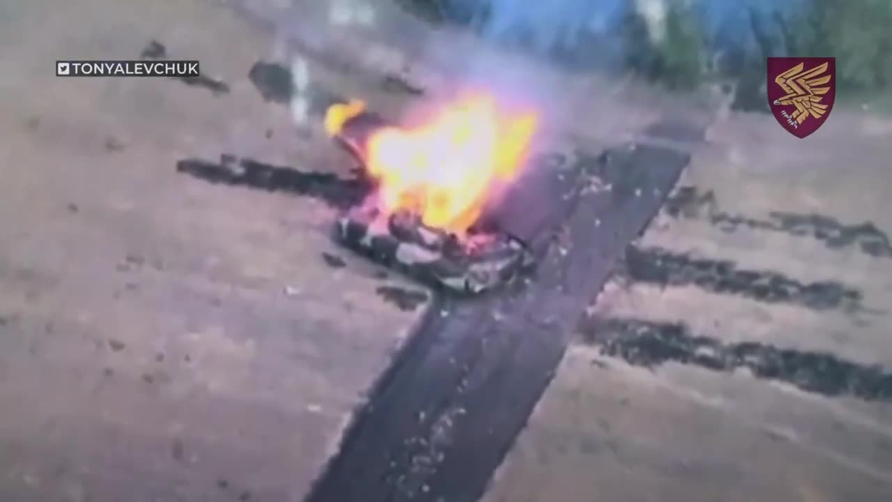 🔥 Russian T-90 "Proryv" on fire in Kursk region!