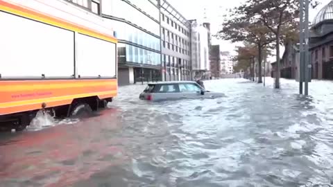 Hamburg under water after storms batter Europe