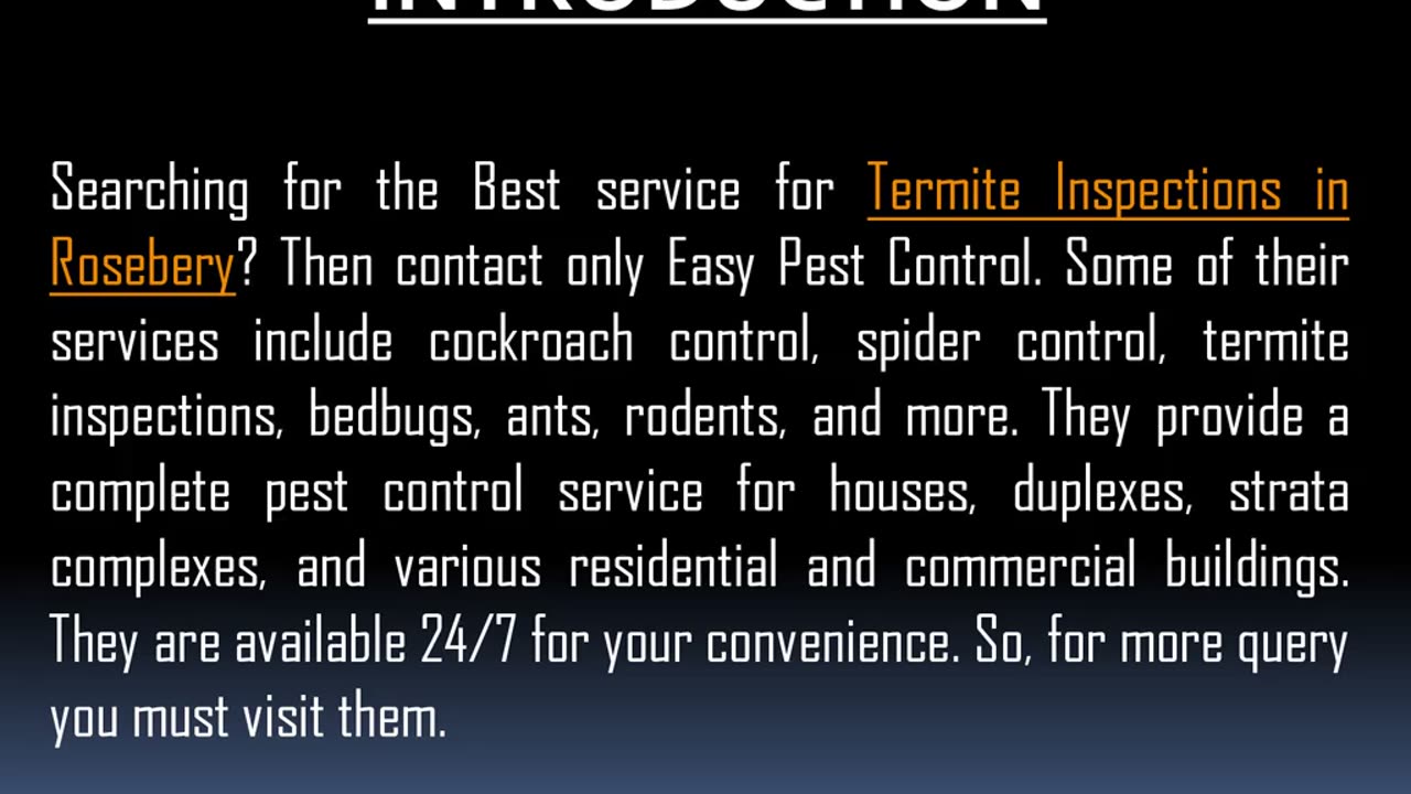 One of the Best service for Termite Inspections in Rosebery