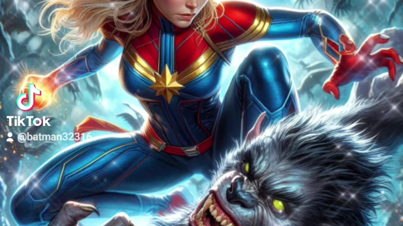 Captain marvel vs werewolf ai art