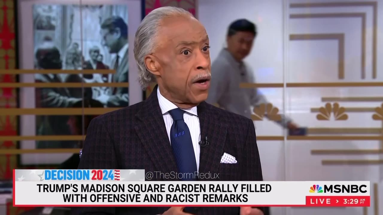 Al Sharpton says Trump at MSG was a Nazi rally because Trump got a suntan on his “white skin”.