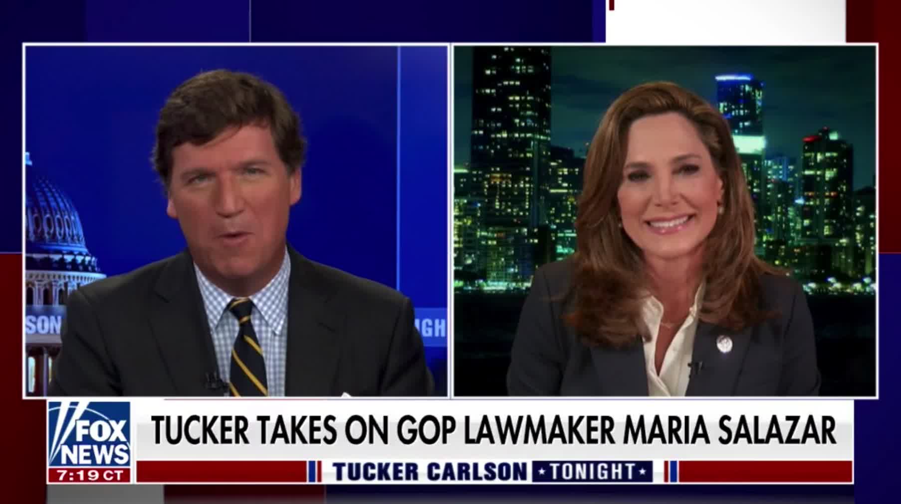 Tucker Carlson and Rep Maria Salazar argue over her views on immigration