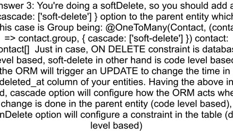 How can I cascade delete with onetomany relation in typeORM