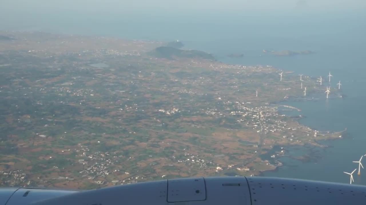 The offshore of Jeju Island seen from the plane...