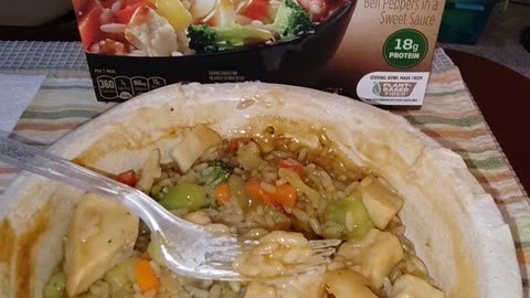 Eating Marie Callender's Sweet Pineapple Chicken Teriyaki Bowl, Dbn, MI, 8/12/24