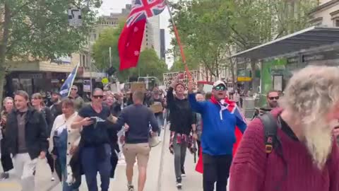 Protesters in Melbourne today "Let's Go Brandon"