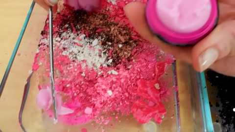 Pink vs Black - Mixing Makeup Eyeshadow Into Slime! Special Series 91 Satisfying