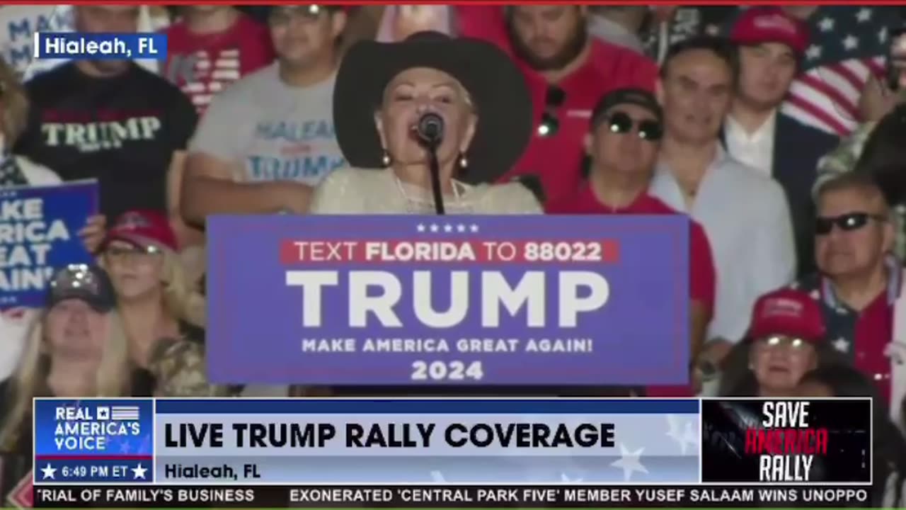 Roseanne Barr rockin Trump Rally. Pt 1