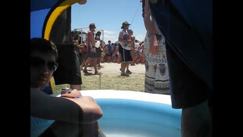 Bonnaroo swimming pool in a tent.