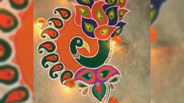 peacock rangoli design