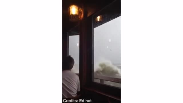 Shot on iPhone meme Wave Breaks Through Restaurant