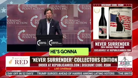 Tucker Carlson rocked the stage tonight at Trump’s rally in Duluth, Georgia,