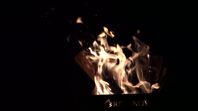 Wooden firewood burns brightly at the brazier 4