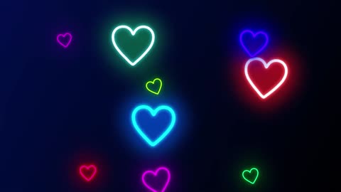 1163. Heart Rain Loop Background neon heart