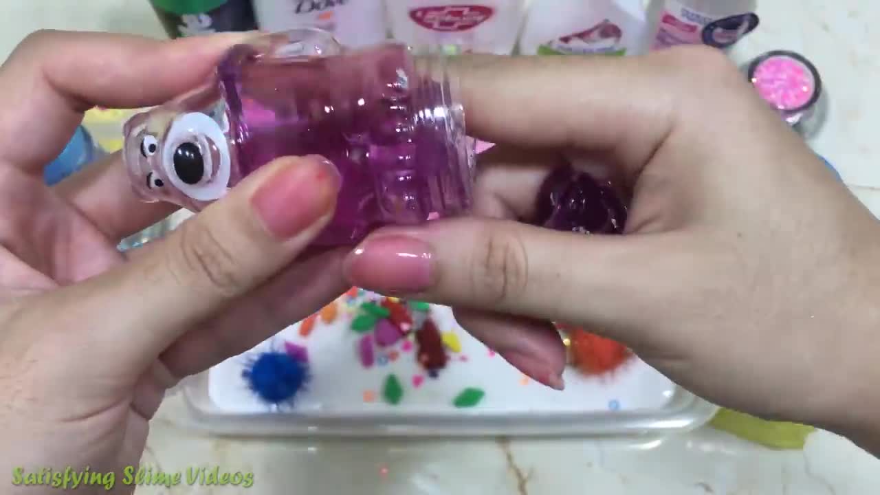 Mixing Random Things into Glossy Slime _ Slimesmoothie _ Satisfying Slime Video