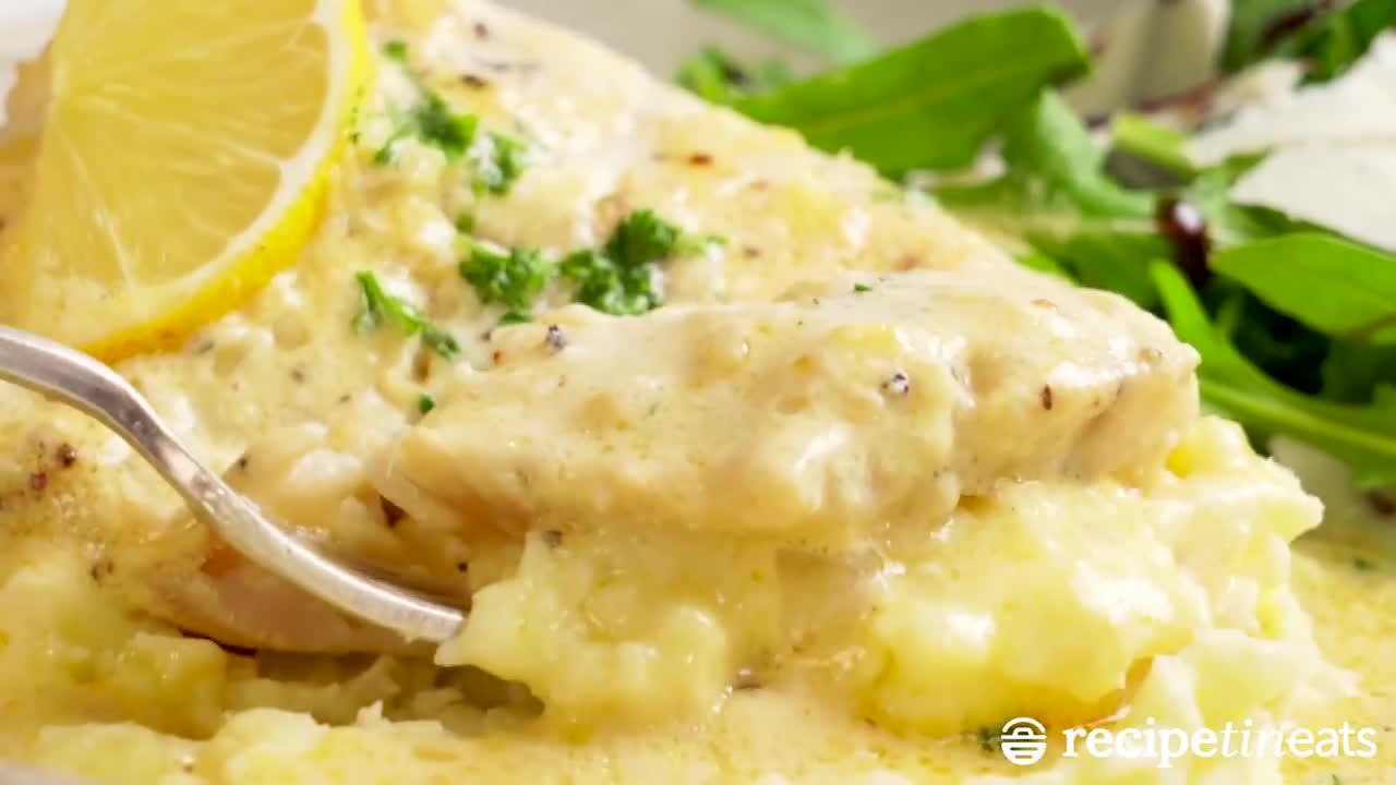 Baked Fish with Creamy Lemon Sauce