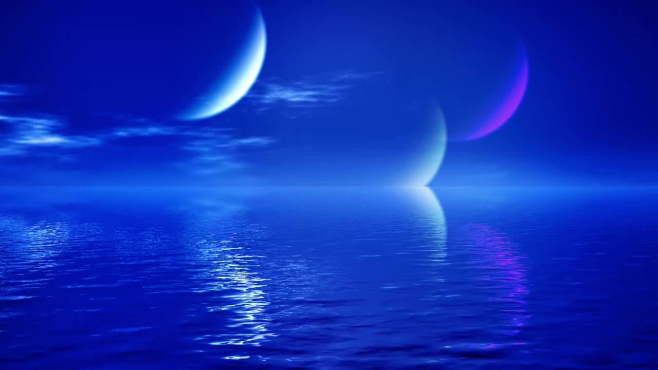 Blue Sea With Planets