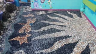 Finished Patio Mosaic in Matlacha, FL at Wild Child Gallery