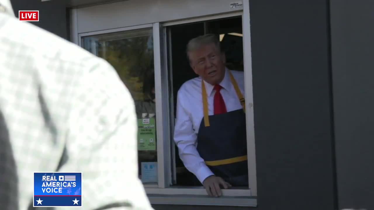 TRUMP TALKING TO THE MEDIA AT MCDONALD'S