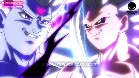 Goku transforms into SSJ Infinity after seeing the death of his friends