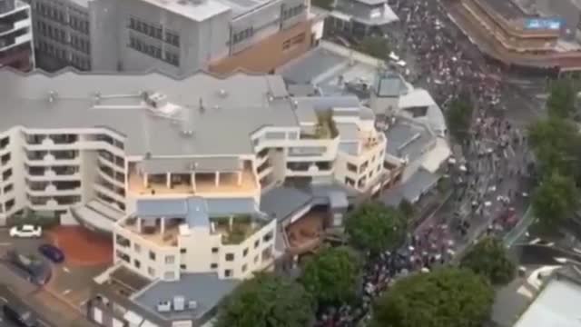 Huge Freedom rally in Brisbane, Australia against Govt BS.