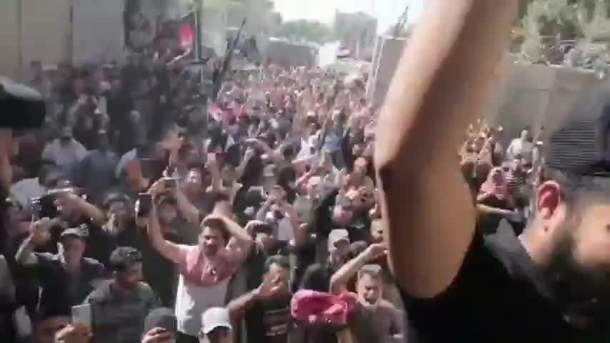 Iraqi protestors Bulldozed Baghdad International Green Zone Wall - headed toward American Embassy