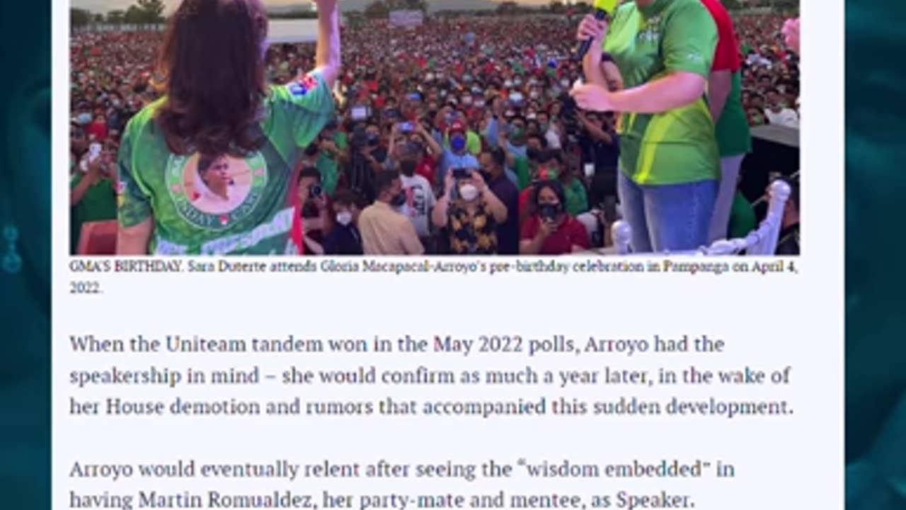 Former President Gloria Macapagal Arroyo and Vice President Sara Duterte ties that bind