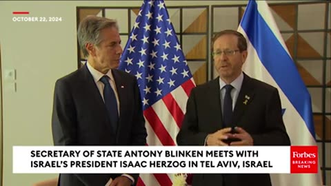 JUST IN_ Blinken Meets With Israel’s President In Tel Aviv, Israel, After Iran Attack Plan Leaks