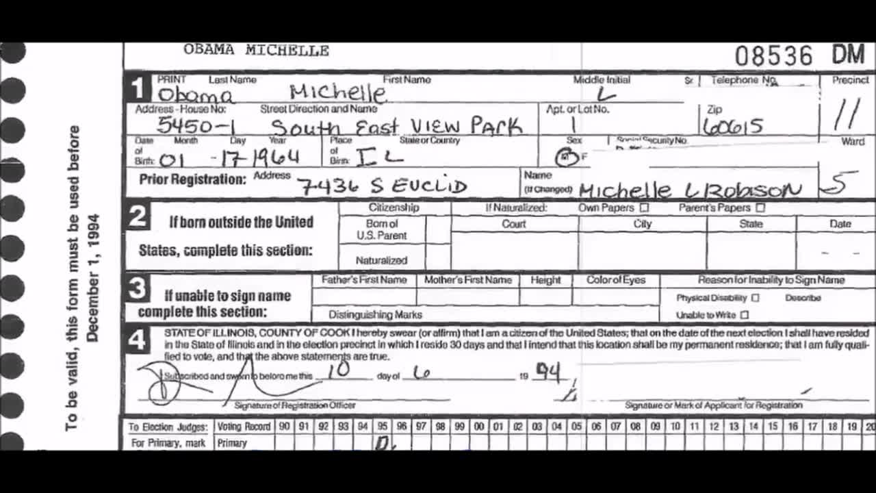 Michelle Obama voted as a man from 1994 to 2008❓ proof❗