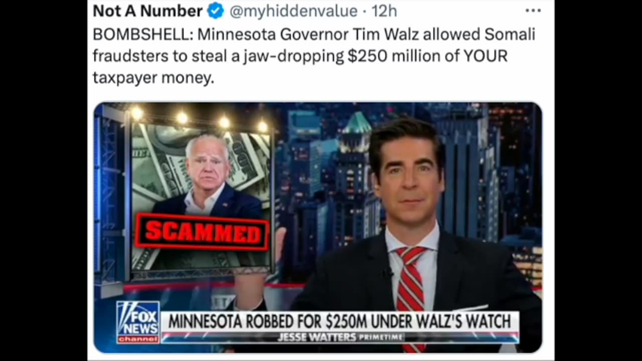 Minnesota Governor Tim Walz allowed Somali fraudsters to steal $250 million Of Tax-payer Money
