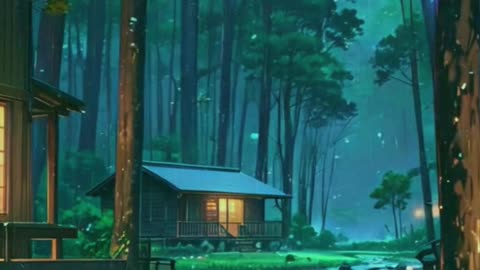 Forest Cabins at Night: Stream, Cozy Lights, Magical Atmosphere [4K]