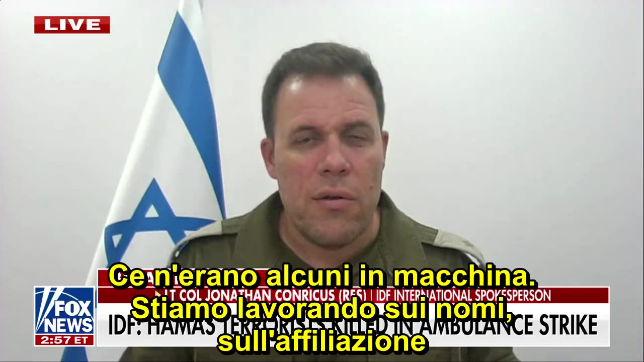 Portavoce IDF Jonathan Conricus fregnacce sul bombardamento delle ambulanze