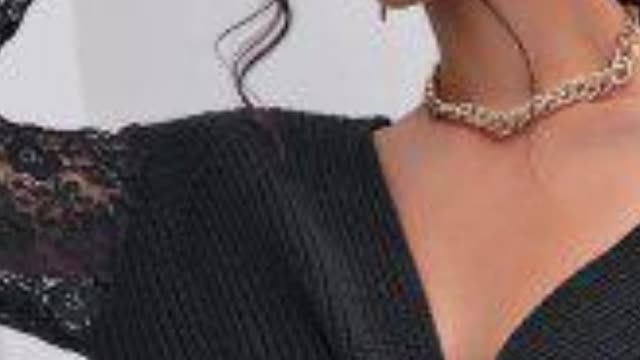 Lace Sleeves Twisted Open Back Jumper Sweater