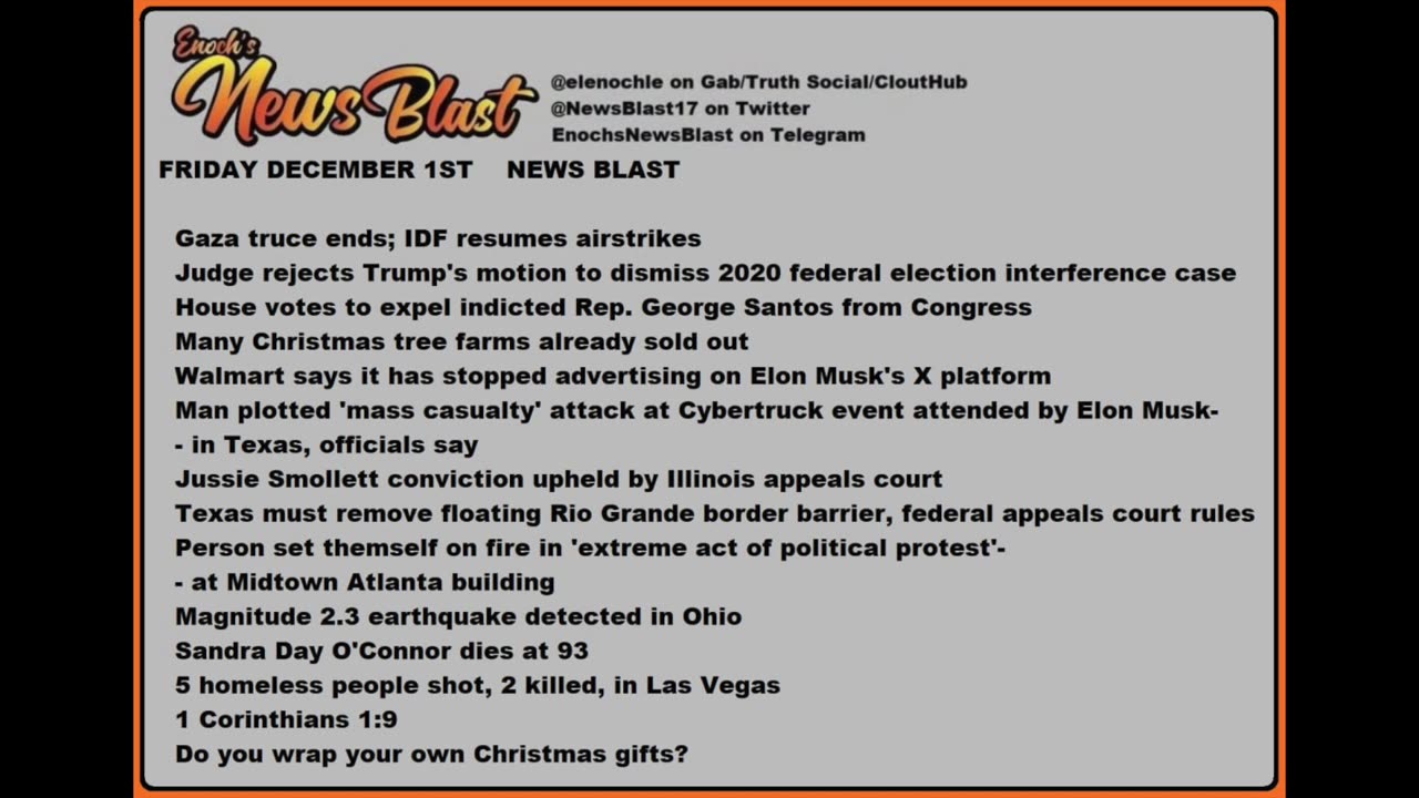 Friday, December 1, 2023 News Blast