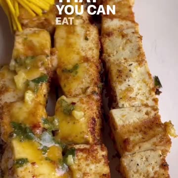 Spicy Garlic Parm Tofu Skewers