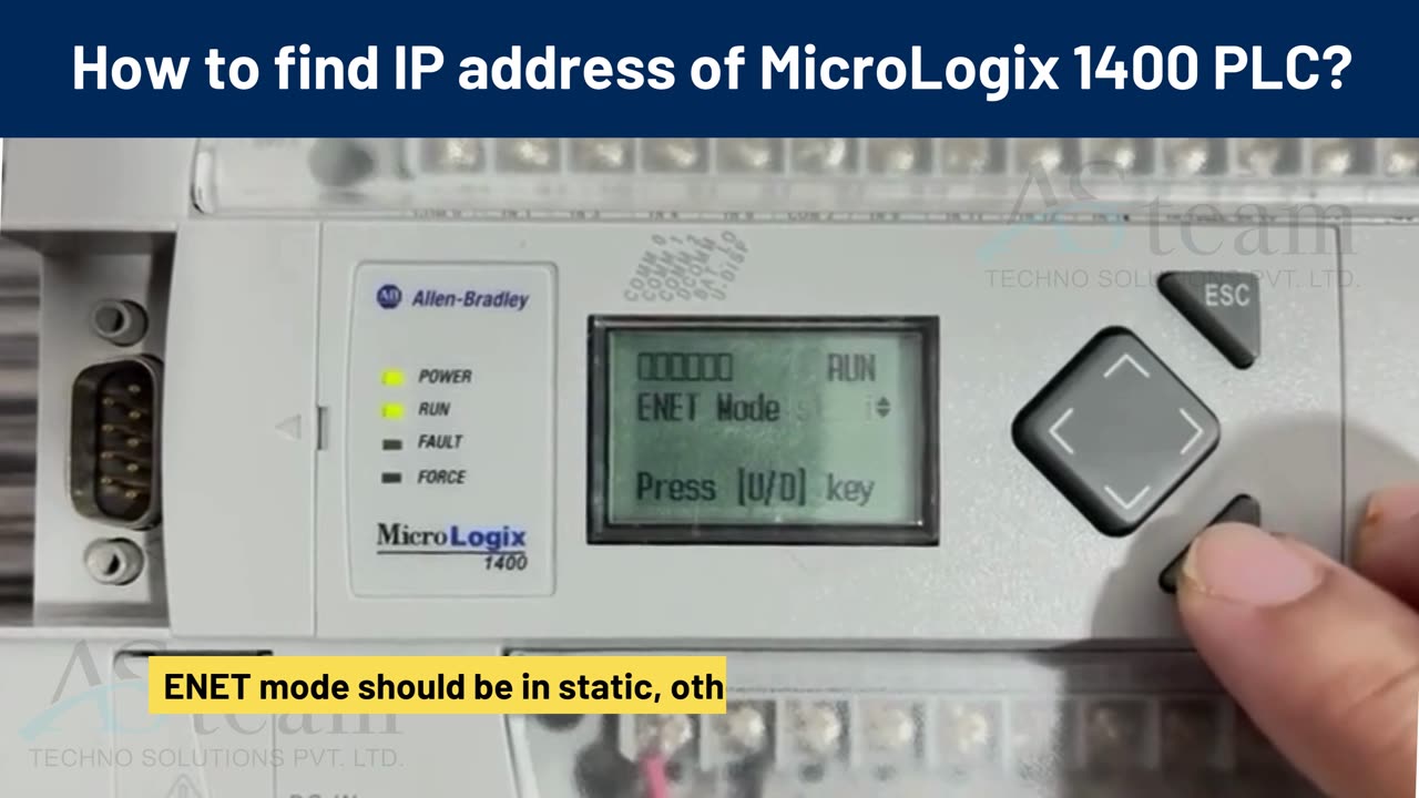 How to find IP address of MicroLogix 1400 PLC?