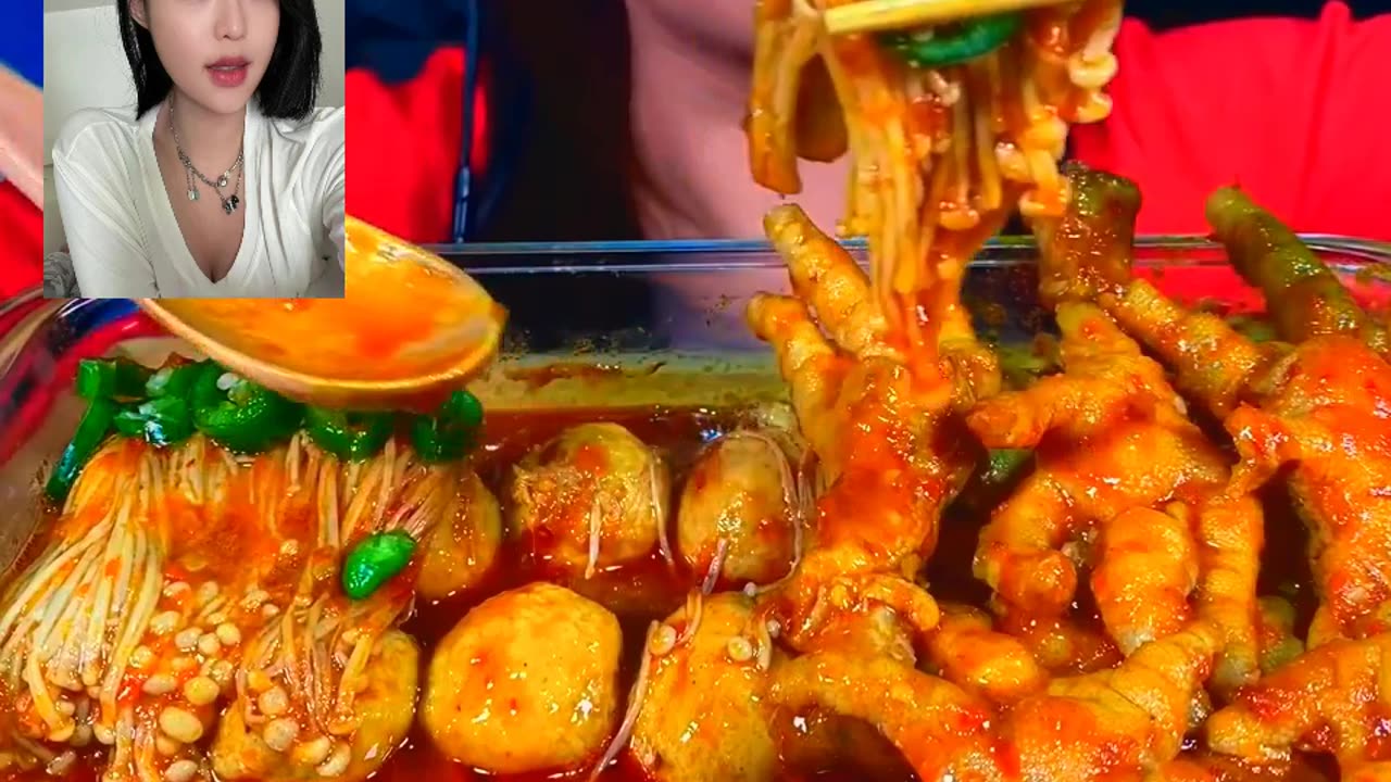 SPICY MEATBALL CHICKEN FEET ENOKI MASSIVE #eating #food #cooking #reels #trend #fyp #asmr (5)