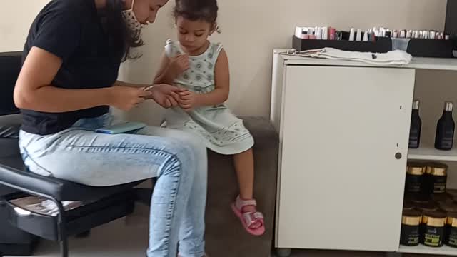 Esther at the beauty salon