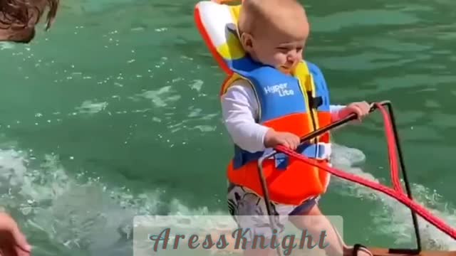 6 month old baby waterskis